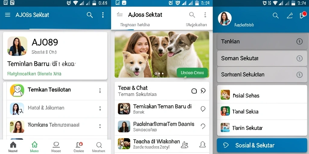 Tampilan antarmuka AJO89 yang ramah pengguna untuk menemukan teman sekitar.
