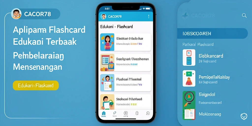Antarmuka intuitif aplikasi Flashcard CACOR78 untuk pembelajaran yang interaktif.