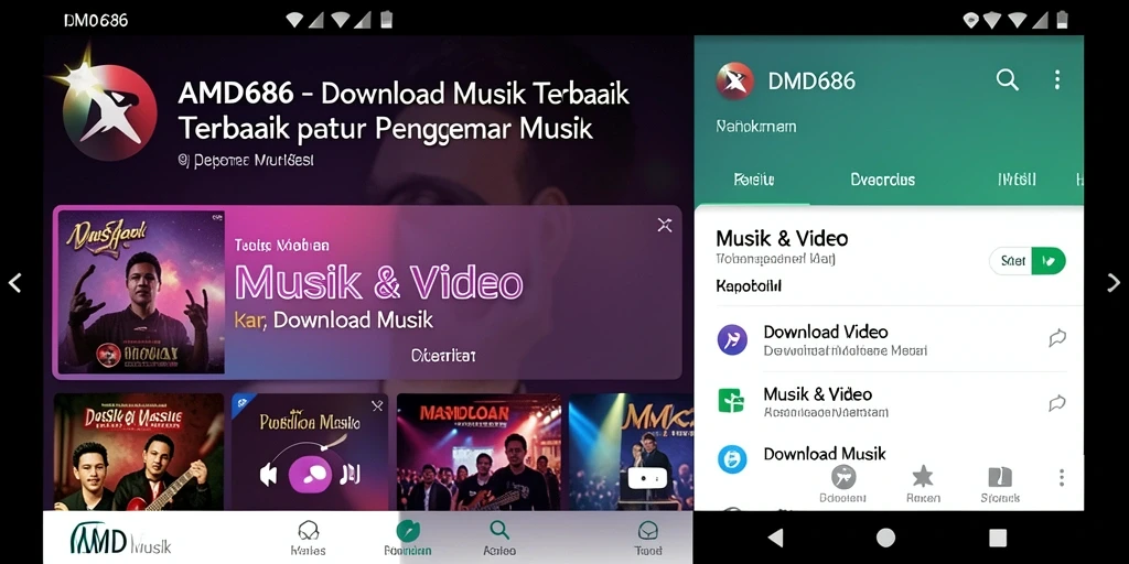 Antarmuka pengguna DMD686 saat mendownload musik dengan mudah.