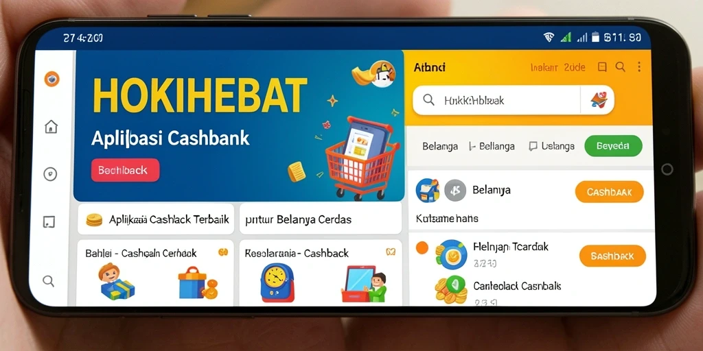 Antarmuka HOKIHEBAT menampilkan berbagai penawaran cashback menarik.