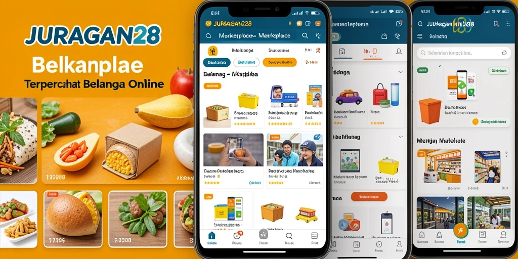 Tampilan antarmuka utama aplikasi JURAGAN28 yang memudahkan navigasi belanja.