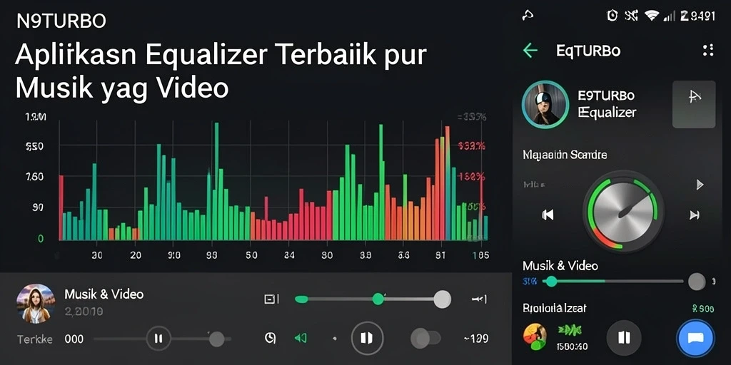 Tangkap layar utama N9TURBO menampilkan antarmuka Equalizer yang menarik.