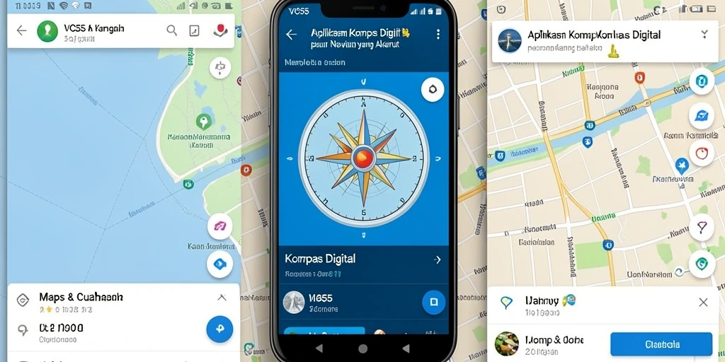 Antarmuka intuitif aplikasi Kompas Digital VC55 dengan navigasi yang mudah.